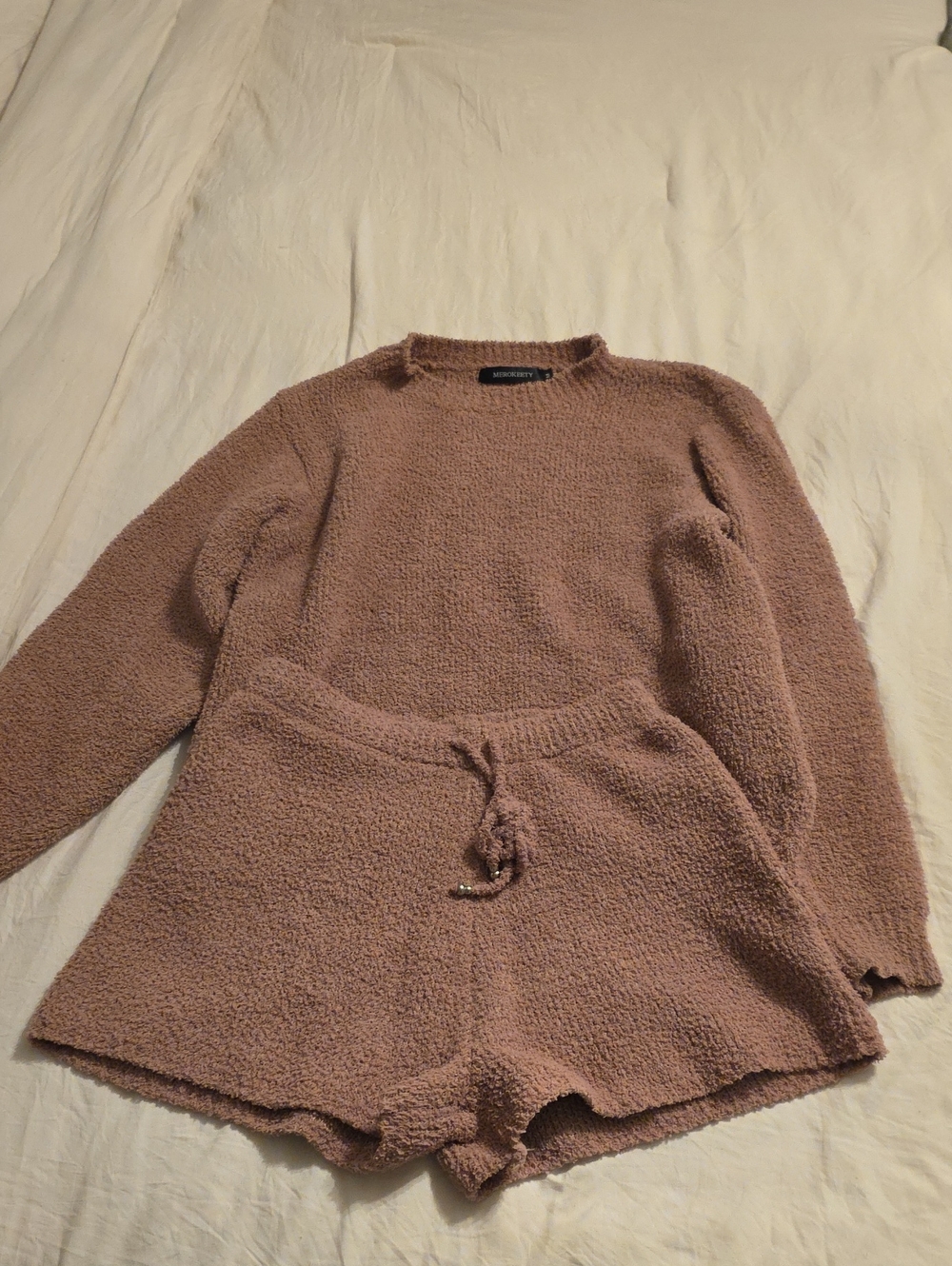 Women's Plush Knit Lounge Set in Dusty Mauve - CozyFit